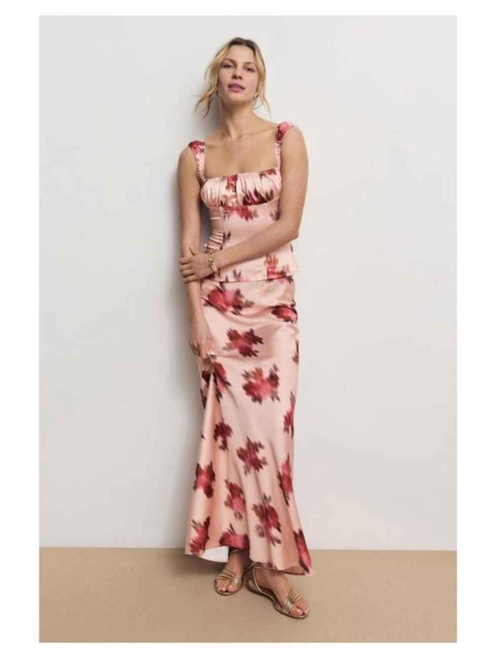 WeWoreWhat Pink Satin Floral Slip Skirt